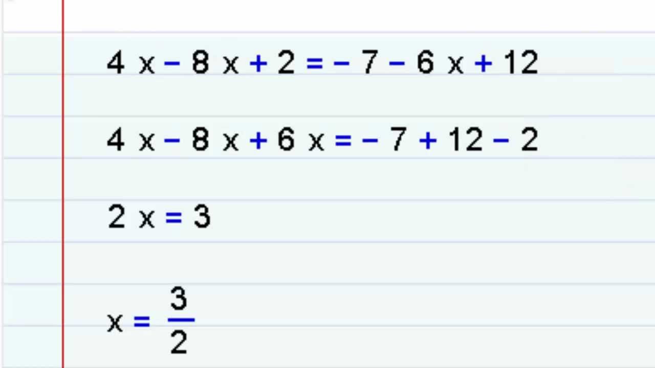 Algebra Ecuaciones Ejercicios Y Explicacion