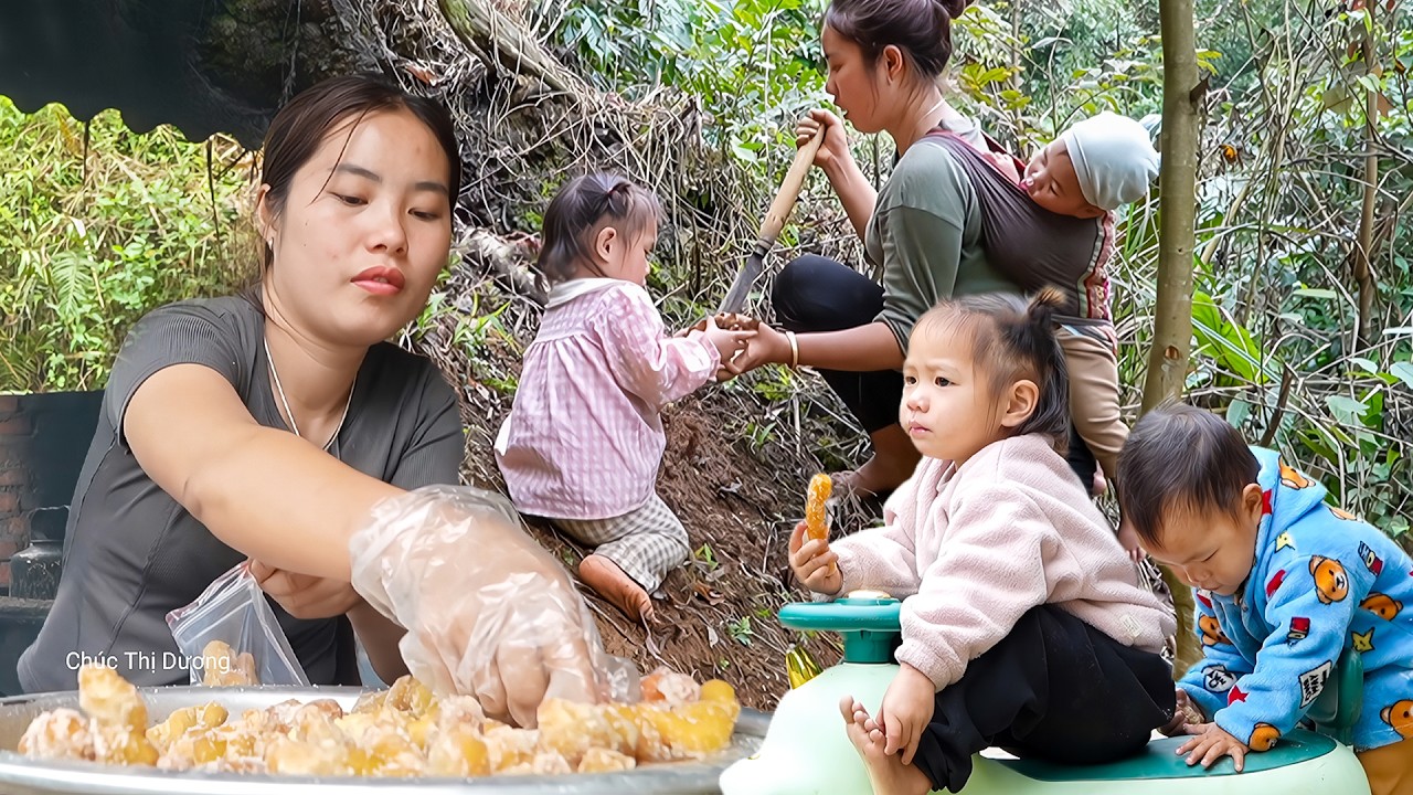 Cómo cosechar peces de un estanque para venderlos en el mercado - Cocinando con mi pequeña hija