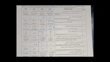 10th Class Math Objective Paper Answer Key Group 2 Sargodha Board