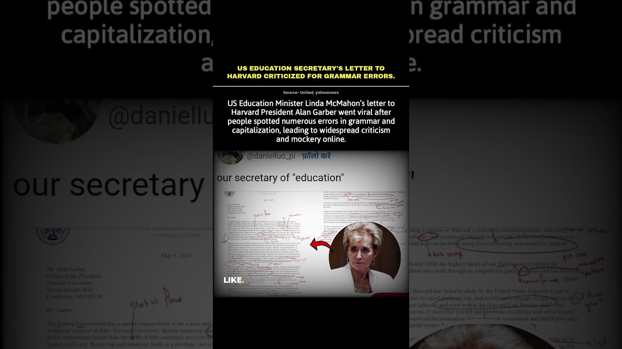 US Education Minister’s Letter to Harvard Draws Mockery for Language Errors.