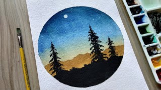 watercolor painting for beginners | beautiful scenery drawing