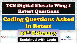 TCS DCA Retest Coding Questions | tcs internal digital coding questions |