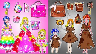 [paper diy] Poor vs Rich Rapunzel Mother and Daughter Family #Rapunzel Compilation 놀이 종이