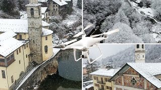 In volo con il drone sotto la neve [valle di Gressoney]