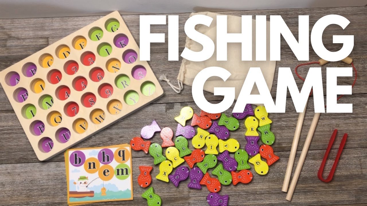 48 Pcs Wooden Magnetic Fishing ABC Numbers Alphabet Puzzle Montessori Toy