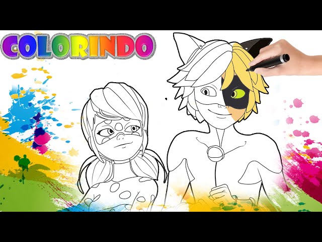 Ladybug e Cat Noir Conversando – Desenhos para Colorir