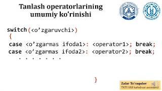 C++ tilida tanlash operatorlari