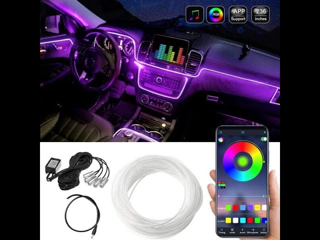 DEHERANE Interior Car LED Strip Lights, RGB 6 in 1 Ambient Lighting Kits  with 315 inches Fiber Optic, 16 Million Colors APP Wireless Bluetooth  Control