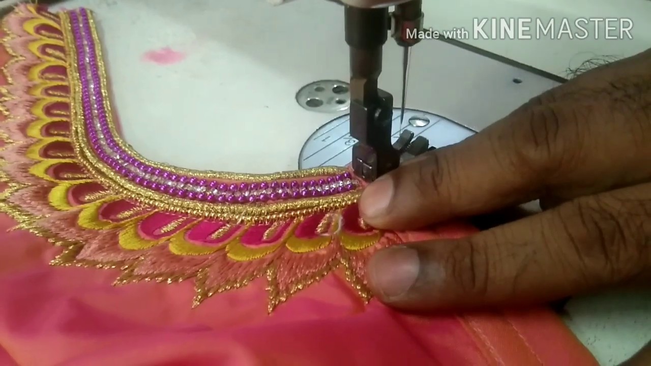 machine embroidary blouse design..... - YouTube