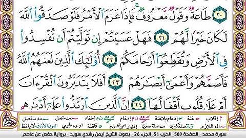 سورة محمد مكتوبة برواية حفص عن عاصم الشيخ أيمن سويد