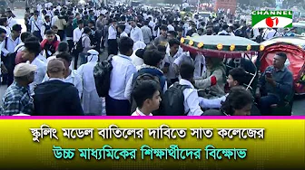 স্কুলিং মডেল বাতিলের দাবিতে শাহবাগে সাত কলেজের উচ্চ মাধ্যমিকের শিক্ষার্থীদের বিক্ষোভ
