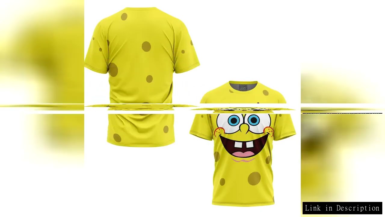 2024 Summer Men's 3D Printing SpongeBob SquarePants T-Shirt Children's Street Leisure Sports Large B