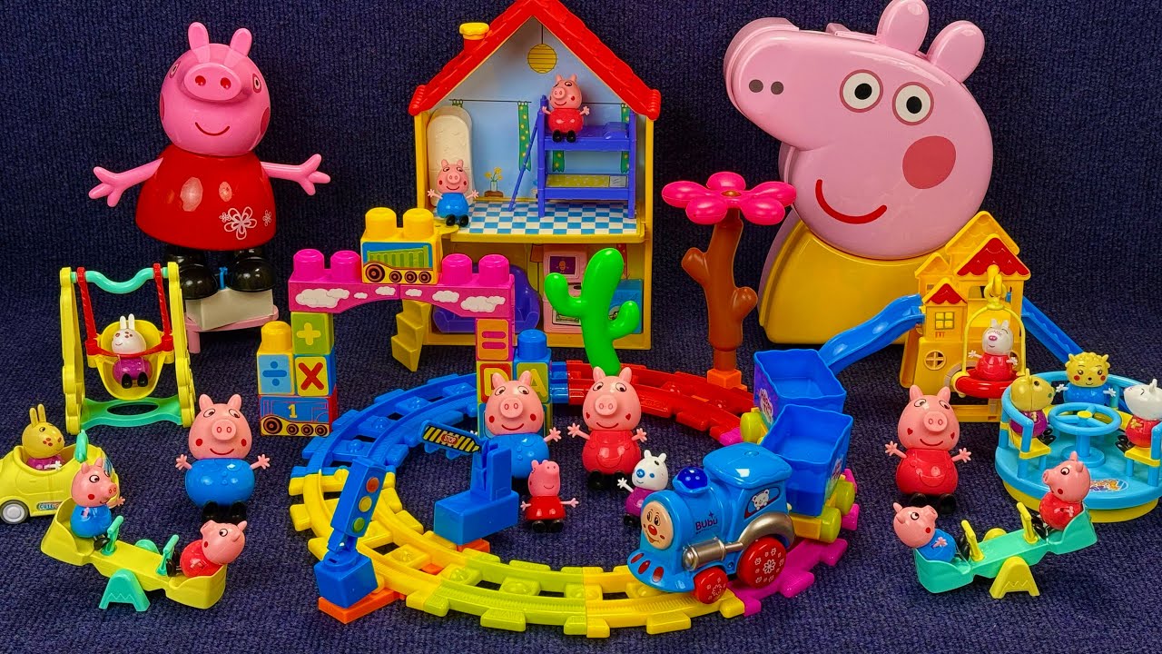 14 Minutes Peppa Pig Toy Land & Train Track ASMRUnboxing | Satisfying Assembly &Playtime