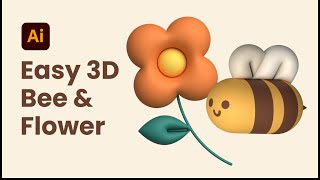 Easy 2D to 3D Bee & Flower for Beginners | Adobe Illustrator Tutorial