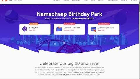 $5.98 .COM NAMECHEAP 20th BIRTHDAY PROMO 🥳 DOMAIN + RENEWAL + TRANSFER PROMOS