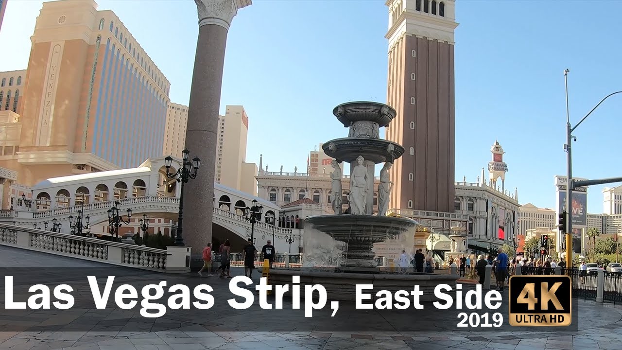 Las Vegas Strip Walking Tour, East Side, Southbound, 2019 4K