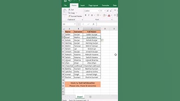 Flash Fill- Full Name- Excel tips & Tricks from #shorts #excel