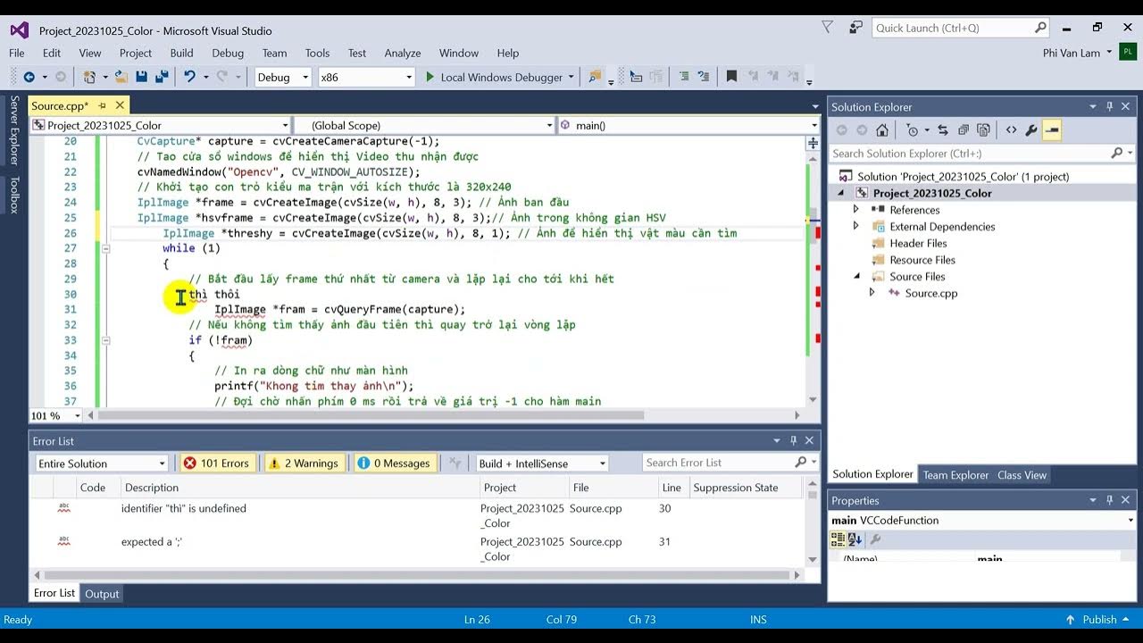 COLOR DETECTION USING OPENCV V2.4.13 AND VISUAL STUDIO 2015 - YouTube