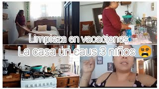 Limpieza en  vacaciones 3 niños en casa 🤪😵