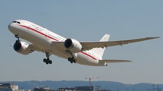 4K | Presidential Flight Boeing 787-8 Dreamliner A6-PFC landing &amp; takeoff at Geneva/GVA/LSGG