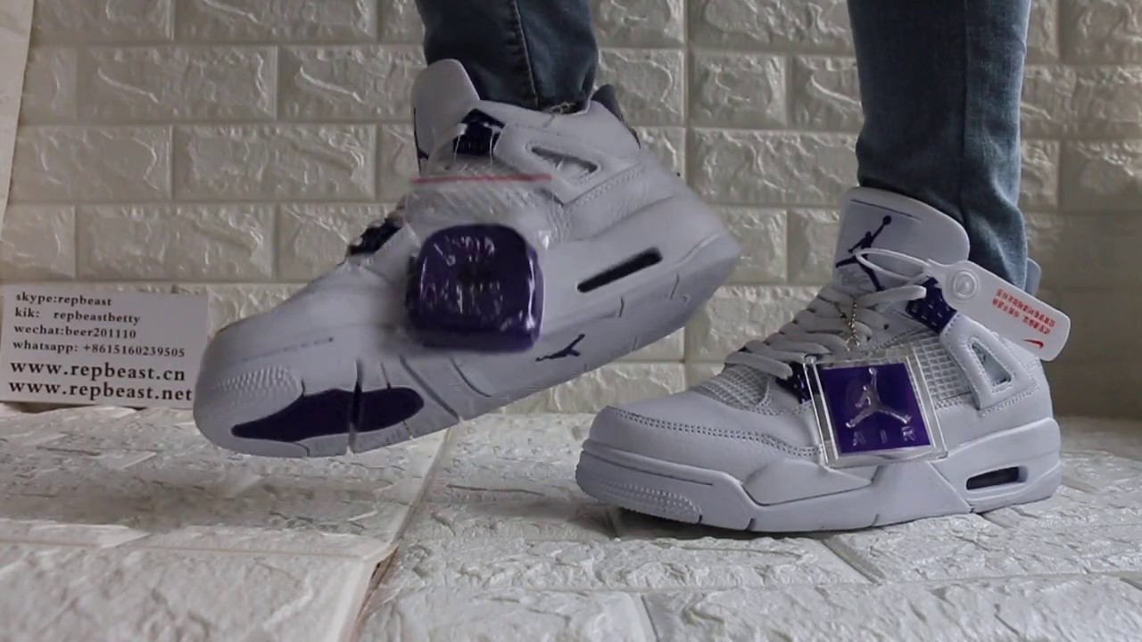 jordan 4 metallic purple on feet