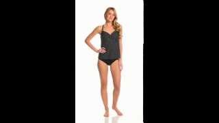 Swim Systems Mod Dot Onyx Shirred Underwire Tankini Top Swimoutlet