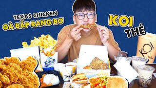 Cùng lúc gọi cả TEXAS CHICKEN và TRÀ SỮA KOI về nhà ăn thử // Ở nhà ăn cả thế giới series