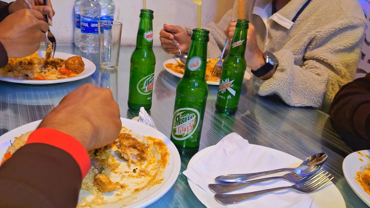 On a winter evening, a party with friends started, saying, "You can eat as much as you want, I'll pa