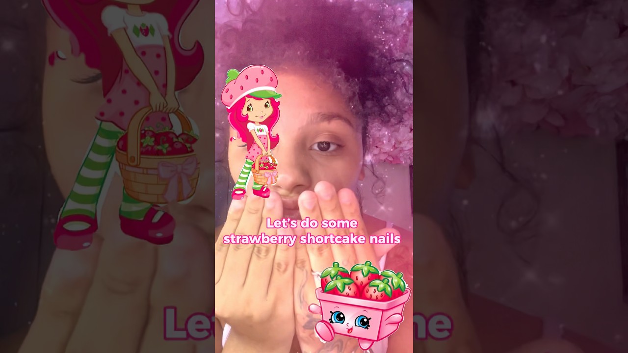 Давайте сделаем несколько коротких ногтей с клубничным рисунком🍰🍓 
