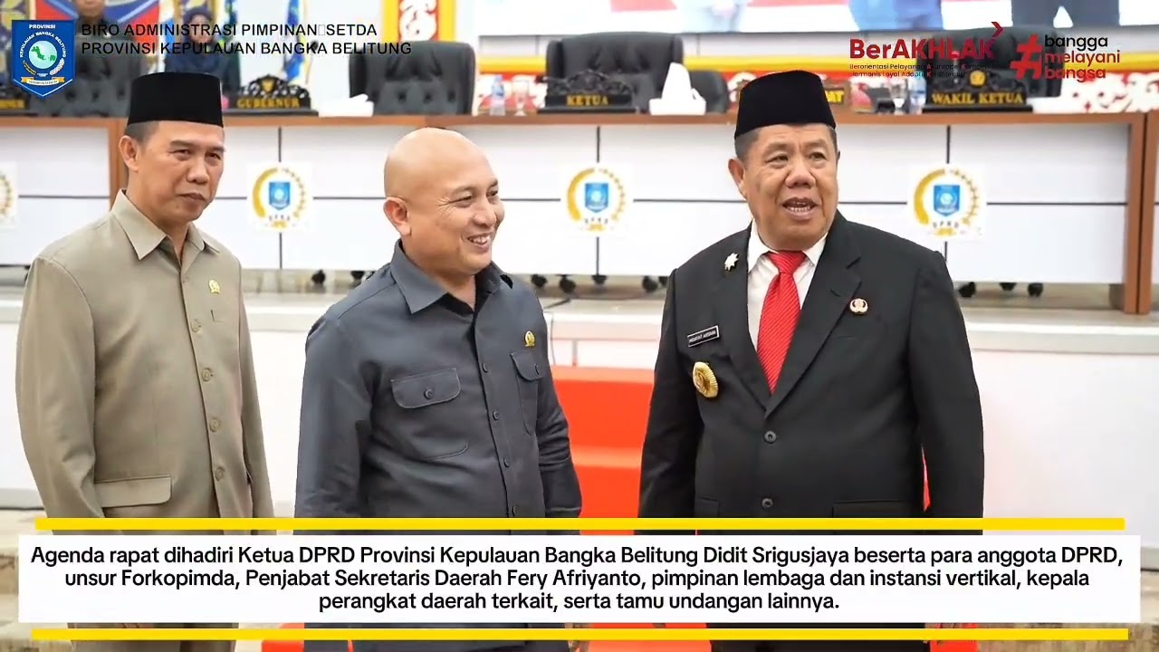 Gubernur Hidayat Arsani, menghadiri Rapat Paripurna DPRD Babel 