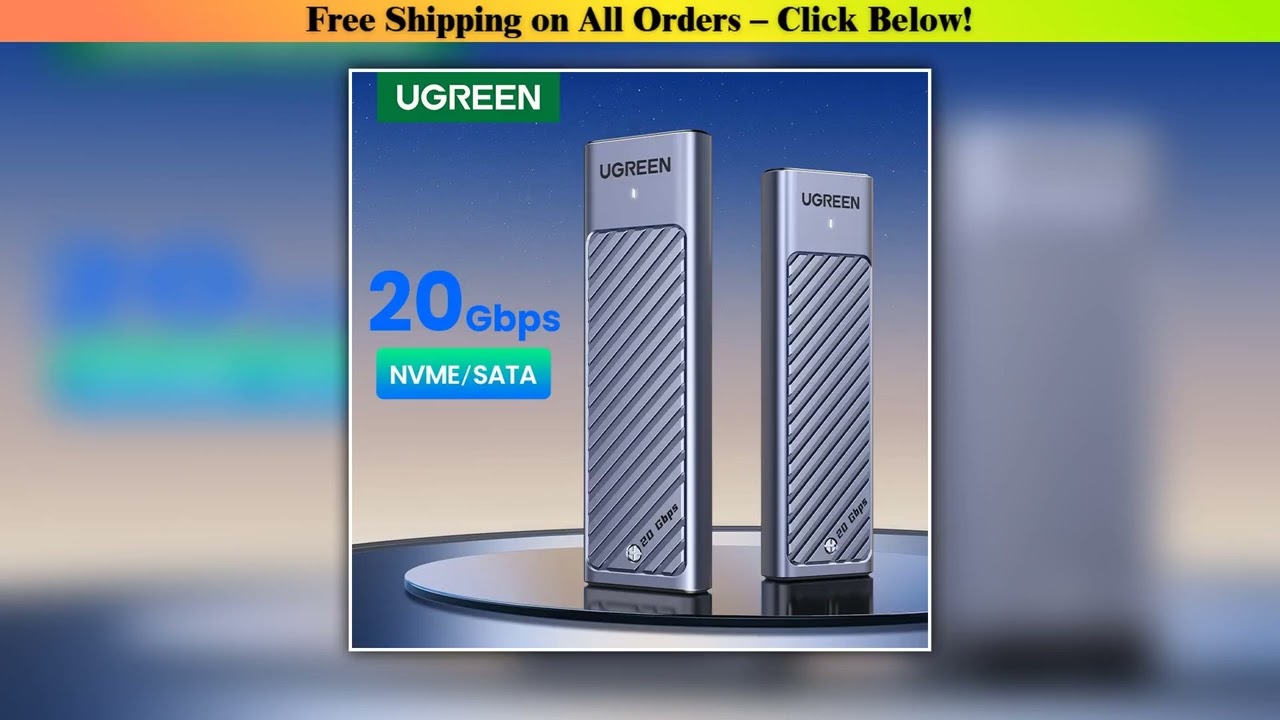 UGREEN M2 SSD Case M.2 NVMe SATA SSD Enclosure Adapter 20Gbps USB 3.2 Gen2 USB C External