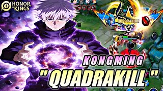 HONOR OF KINGS (HOK) KONGMING PRO GAMEPLAY - QUADRAKILL MOMENT 100% UNSTOPPABLE!
