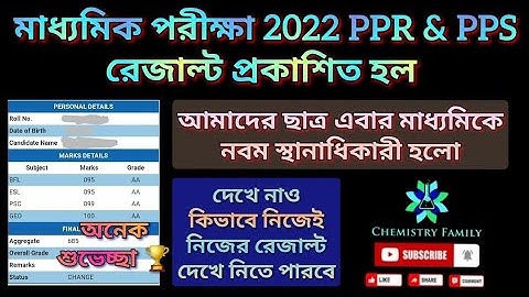 Madhyamik 2022 PPR/ PPS Result Published | Latest Update