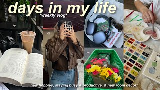 VLOG💭: simple days in my life, new hobbies, staying busy, new room decor, & lots of unboxing!