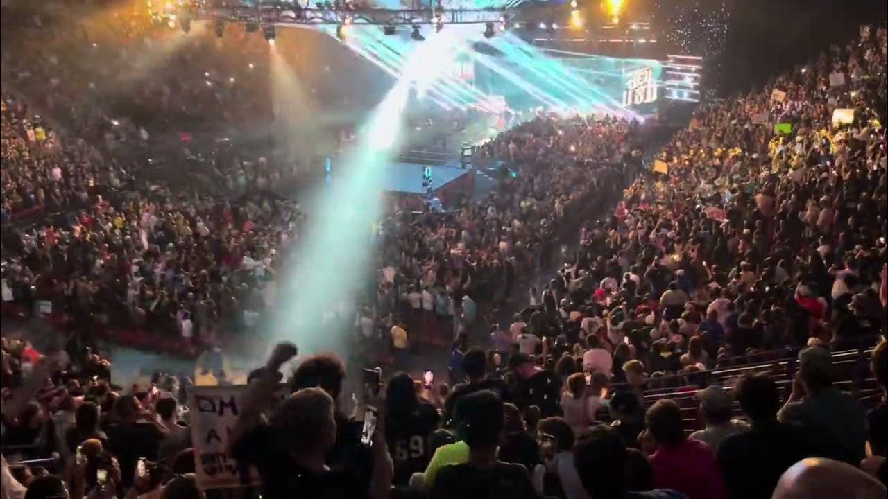 Jey Uso makes his entrance at Monday Night Raw Resch Center July 22