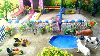 Diy How To Make Cow Shed House | DIY tractor Farm Diorama with house for cow, pig @sanofarmer #part1