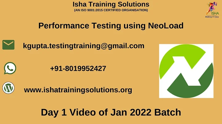 Performance Testing using NeoLoad Day 1. Pls call / whatsapp us on +91-8019952427 to enroll