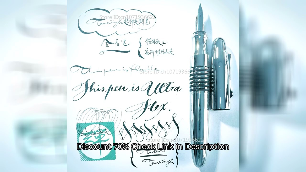 Mirror Silver Metal Fountain Pen Amazing Super Rlastic Flexes Nib Pen Sketch Floral Round Gothic Sof