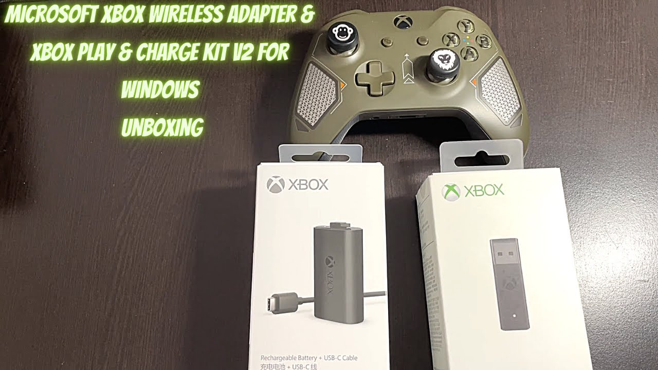 Microsoft Xbox Wireless Adapter & Xbox Play & Charge Kit V2 For Windows Unboxing