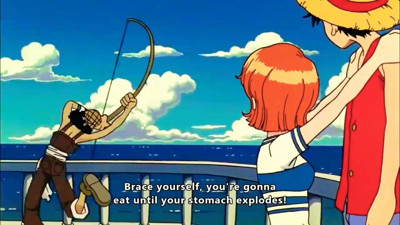GO D. Usopp trying to fish/Luffy gets shot in the face (One Piece: The  Movie) 