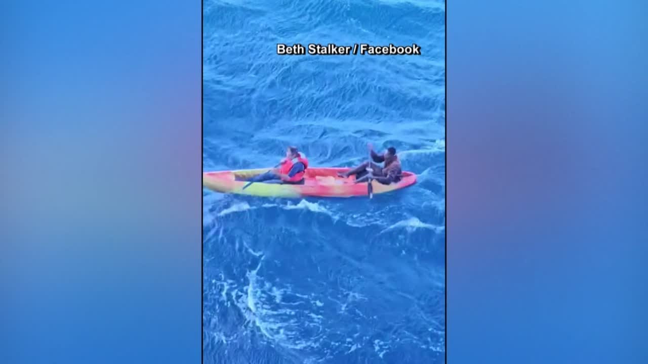 Cruise ship in Gulf of Mexico rescues two men stranded in kayak - YouTube
