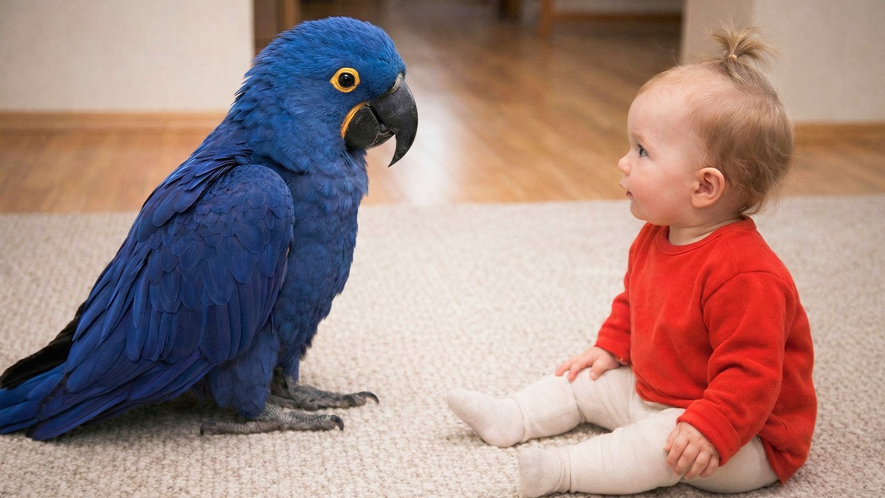 Baby Meets A Talking Parrot… Cutest Moment Ever 🥹🦜