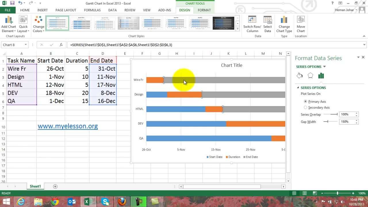 Make Gantt Chart In Excel 2013 - YouTube