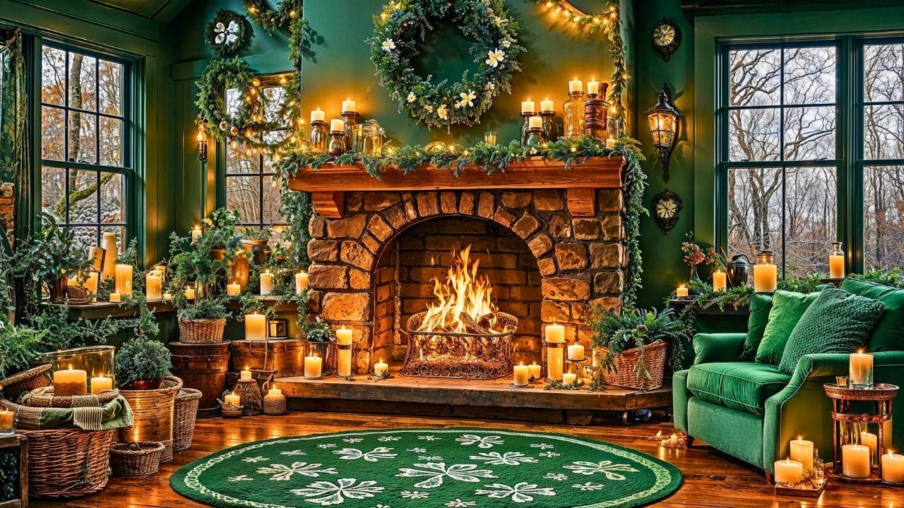 ☘️Dreamy St. Patrick’s Day Jazz🍀Magical Irish Fireplace Ambience🍀 Relax Dreamy Jazz, Cozy Cafe Vibes