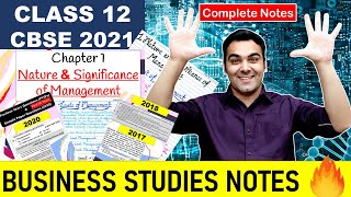 Best Business Studies Notes?| Class 12 Board Exams | Chapter 1 Nature of Management | Notes 2021