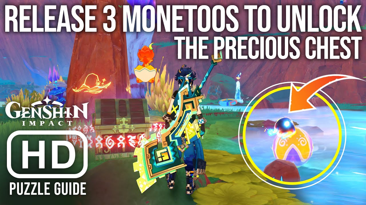 Release 3 Monetoos to UNLOCK the Precious Gold Chest (Puzzle Guide) - Genshin Impact 5.2