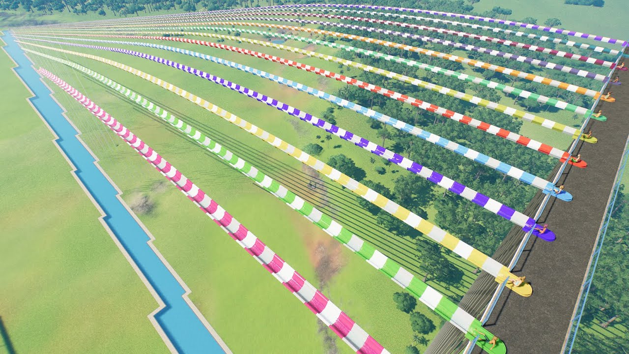 300 FT vs 3900 FT Length Of Body Water Slide - Planet Coaster 2