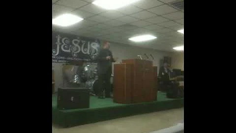 Garrett Kaiser II giving a word of Testimony.