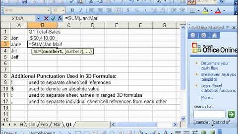 Excel 2003 Tutorial 3D Formula Syntax Microsoft Training Lesson 12.2