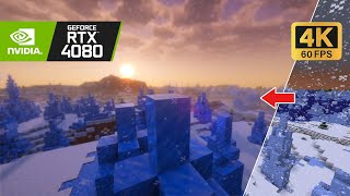 [4K 60fps] Insane render distance | Shader Comparison | Rethinking Voxels SEED:745766666